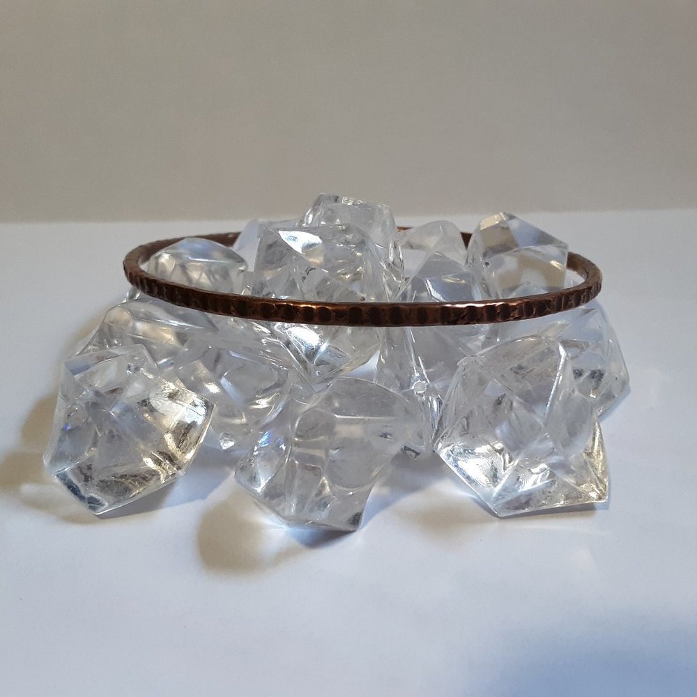 Antiqued Copper Bangle Hand Hammered 8 1/4 in Heal